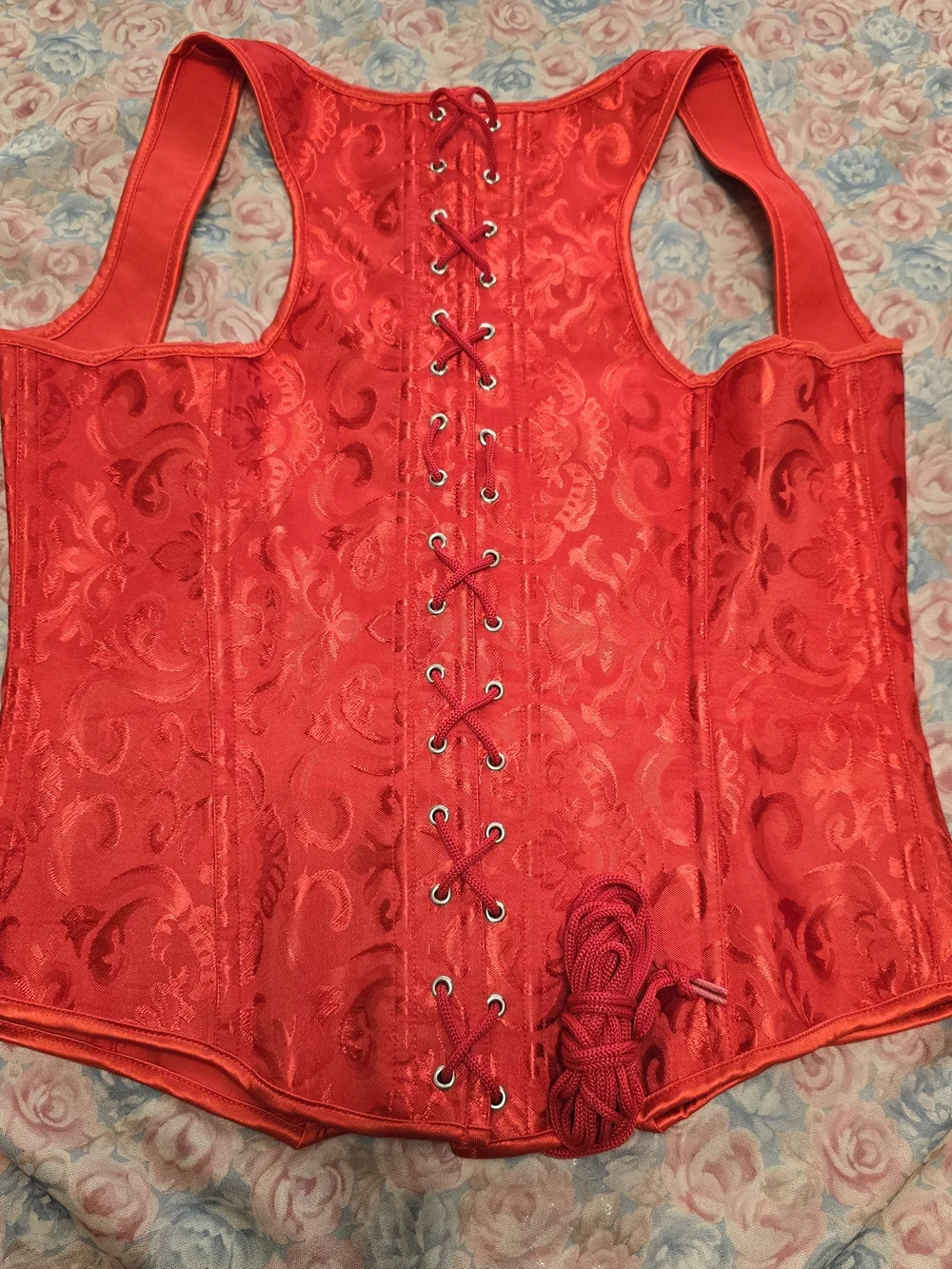 Red Brocade Corset Top - Unbranded - Picture 4 of 7